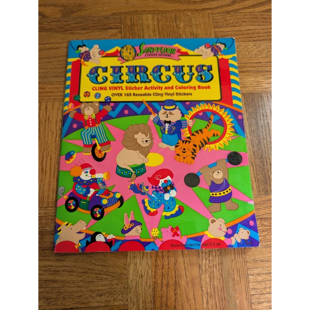 Vintage‎ 90s Sandylion Stickers Book 1995 Vinyl Reusable Sticker Album Cling
